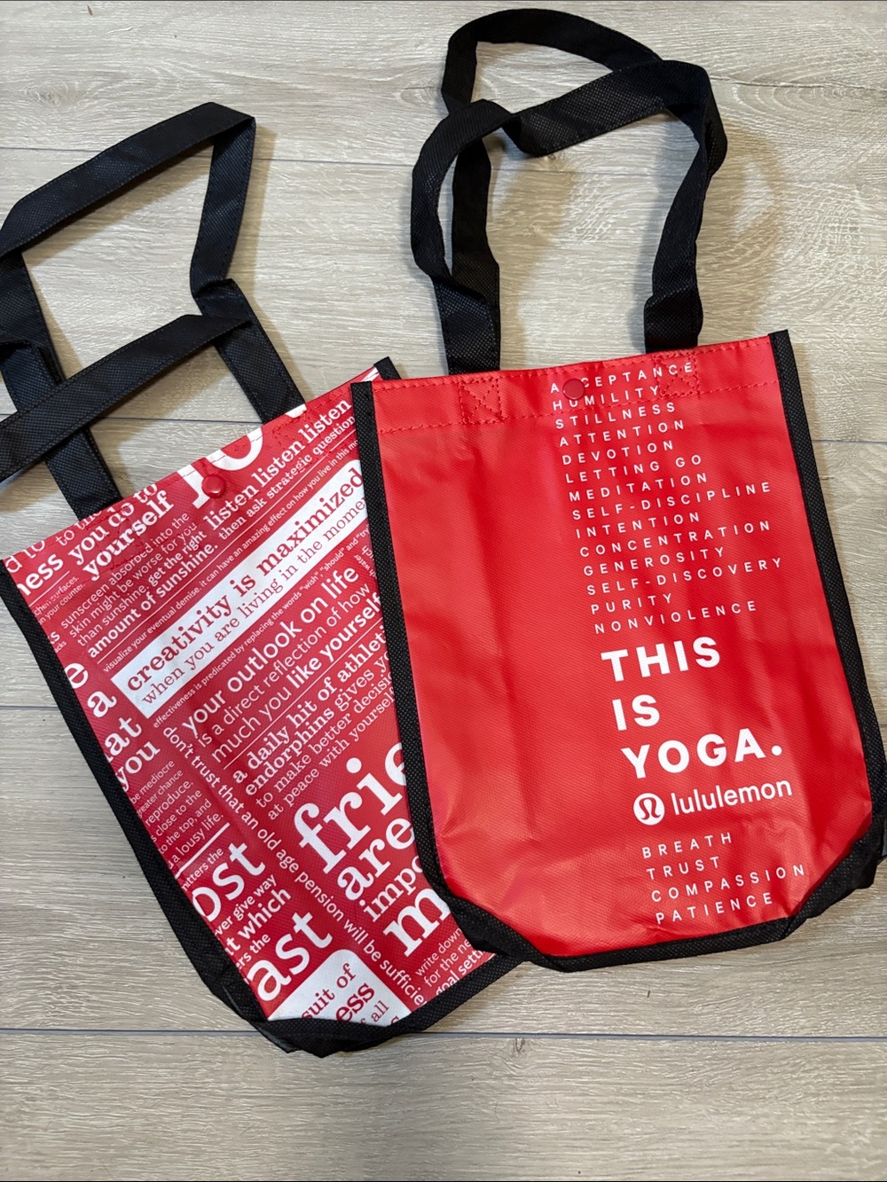 lululemon athletica Red and Black Reusable Yoga Tote Bags
